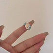 Handmade ring with seashell and blue gemstones, spiritual jewelry for healing and protection