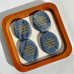 Blue sodalite affirmation stones with 'I have the power to create change' in gold, for spiritual growth and motivation