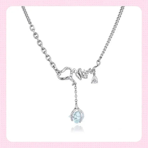 Ice Age Blue Irregular Crystal Necklace becky's charms