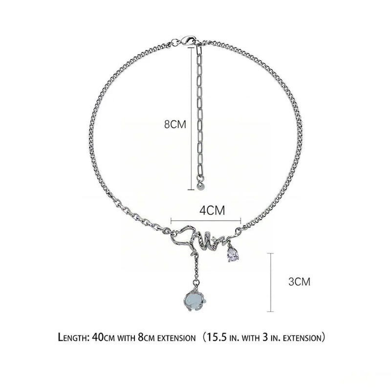 Ice Age Blue Irregular Crystal Necklace becky's charms
